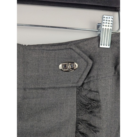 Requirements Pencil Skirt Women's Charcoal Gray 10 Faux‎ Wrap Fringed Long Slit - Picture 5 of 9